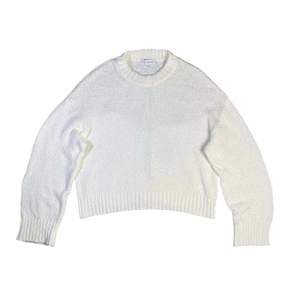 White + Warren Textured Cotton Slouchy Crew Sweater - M
